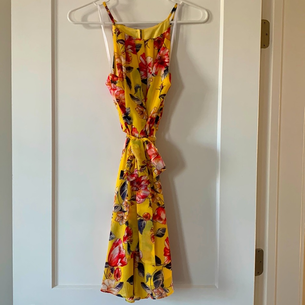Yellow and pink floral patterned sundress